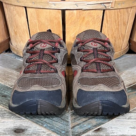 Merrell Azura Waterproof Dark Earth Brown Red Leather Hiking Shoes Womens Size 7 - Picture 4 of 11